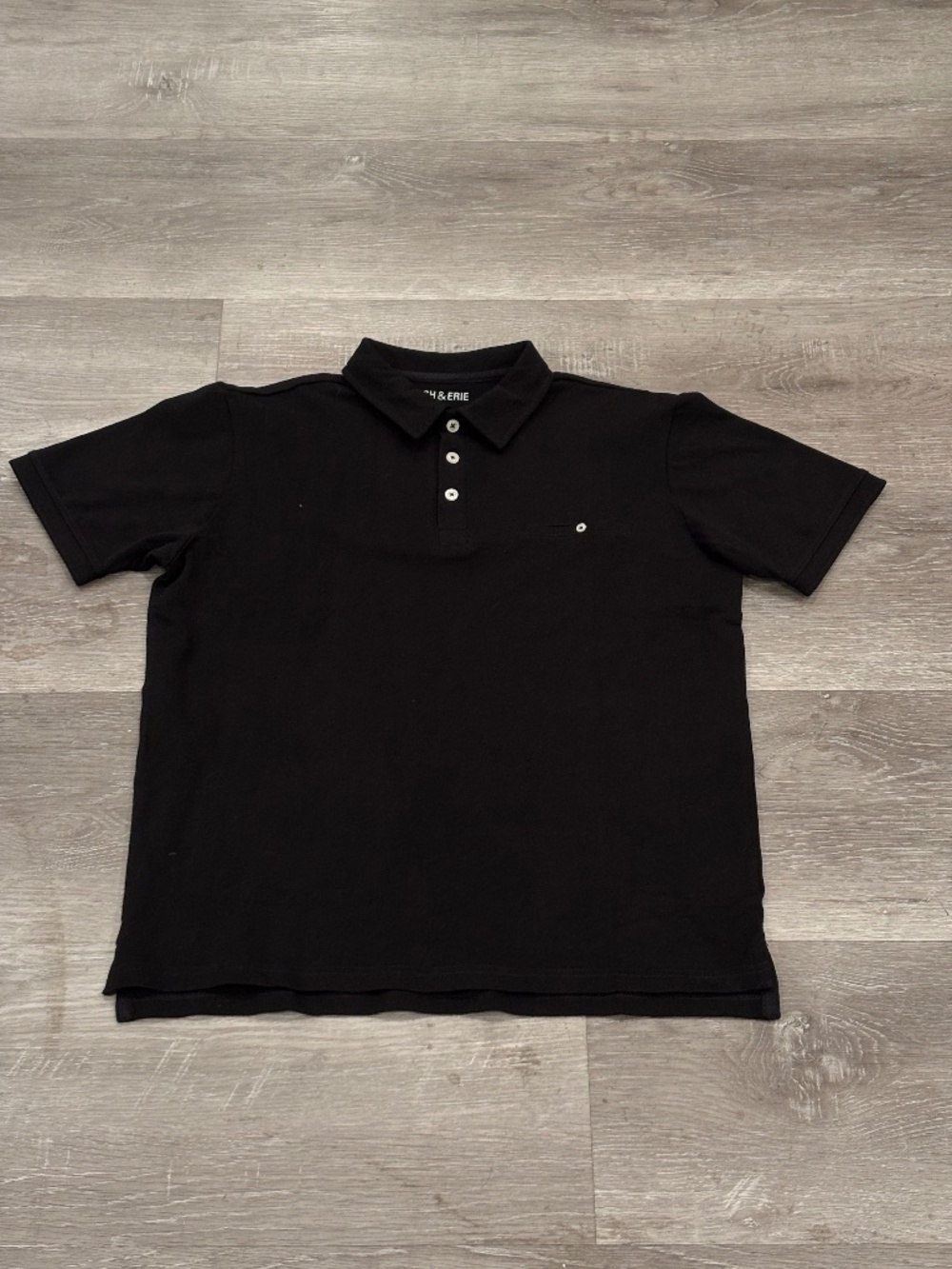 Ash & Erie Pique Polo Shirt Mens M Black Cotton Knit Stretch Performance